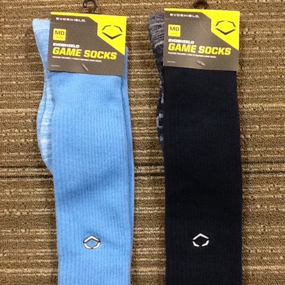 TWO EVO SHIELD MEDIUM Evoshield Striped Baseball Softball Tall Game Socks NWT